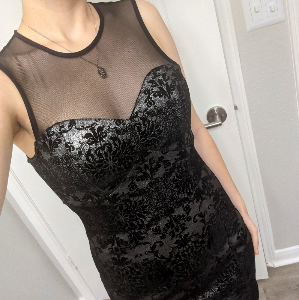 Little Black and Silver Velvet Dress